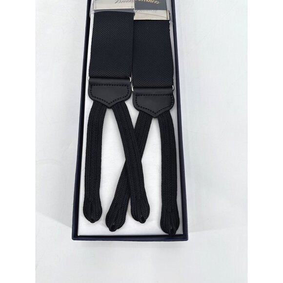 Brooks Brothers Suspenders Black Size Xl Formal Dress Accessory Leather Trim - Picture 3 of 6